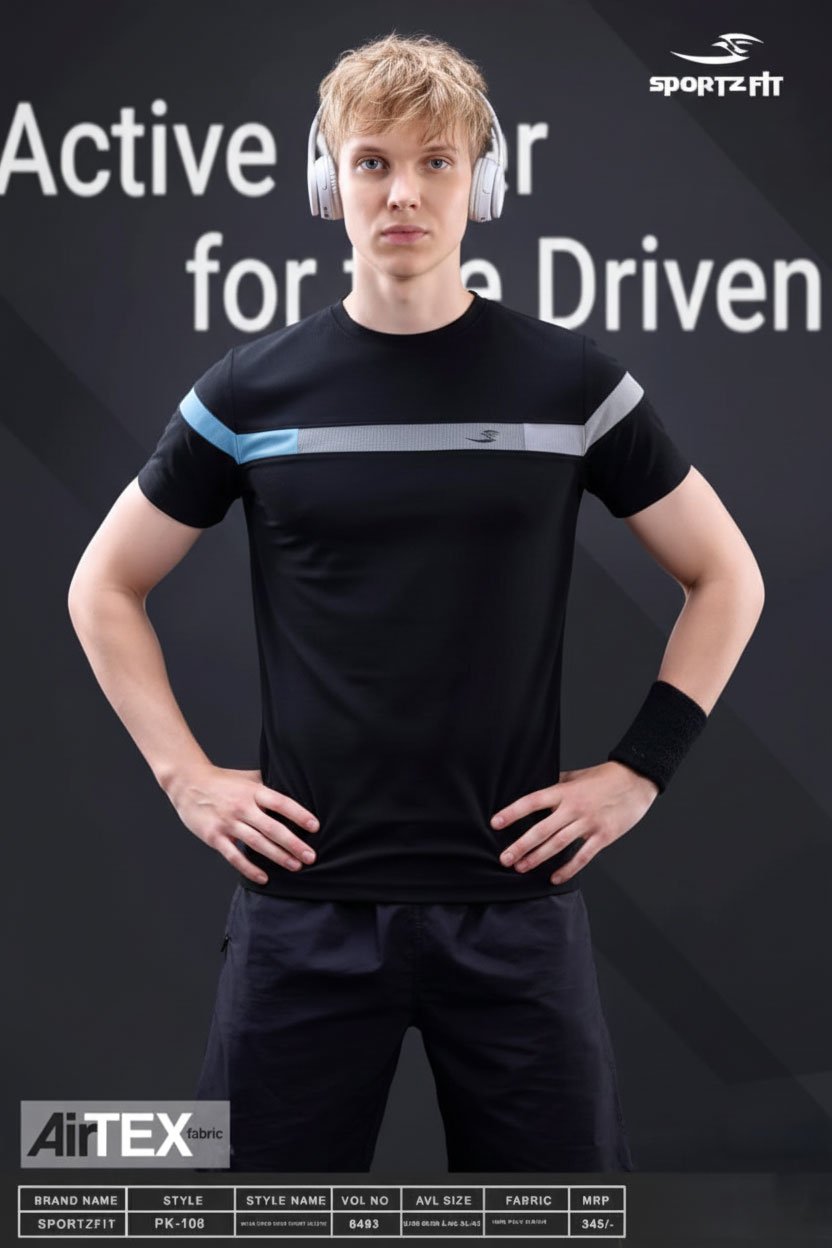 Men Round Neck T-Shirt  | Black | XL |  SBT54